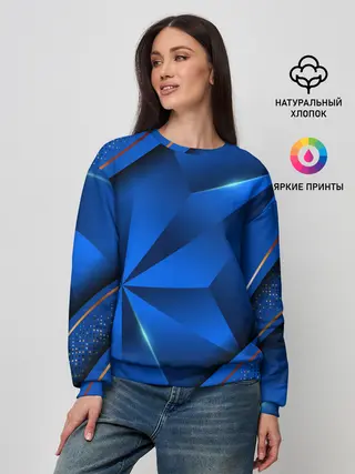 Женский свитшот / 3D абстрактные фигуры BLUE