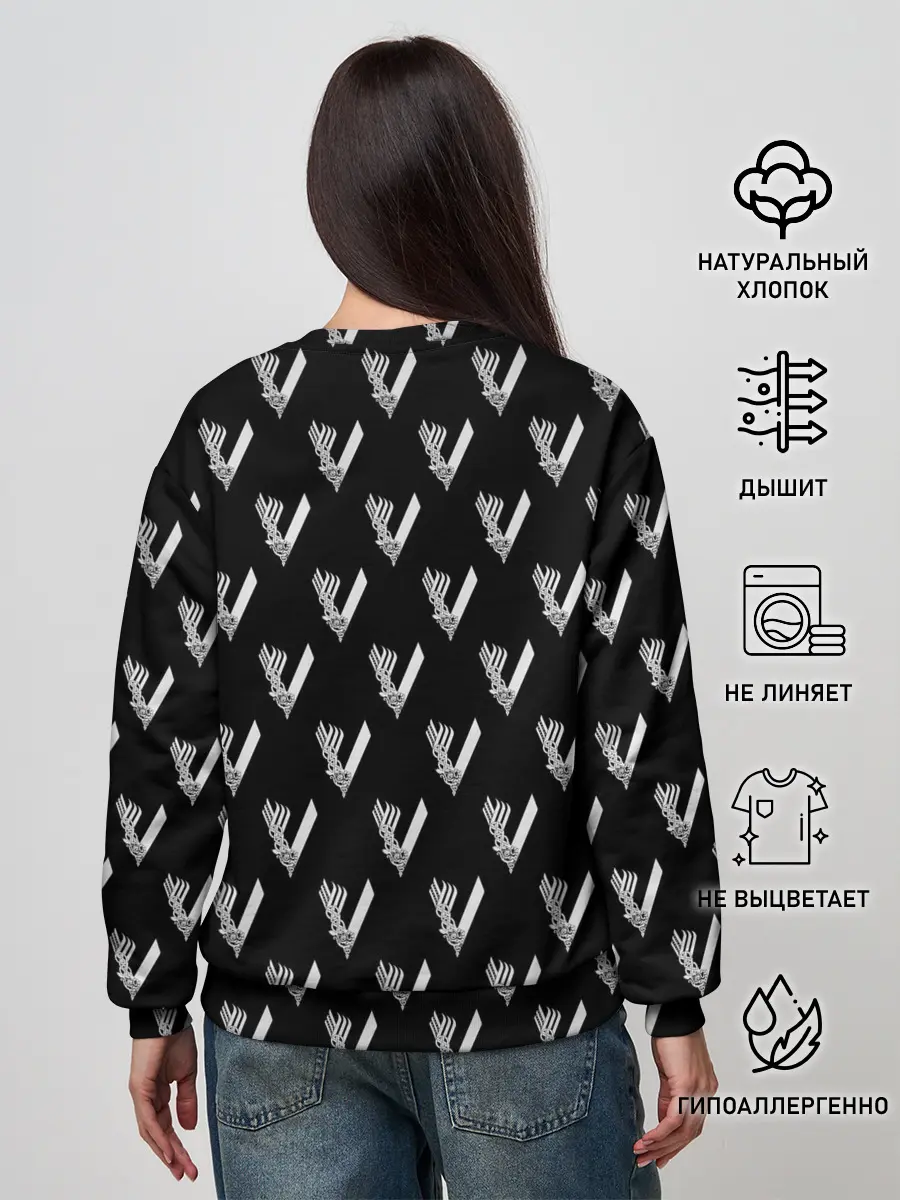 Женский свитшот / Викинги Лого Паттерн | Vikings Pattern
