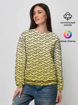 Женский свитшот / рисованный узор усы червячки