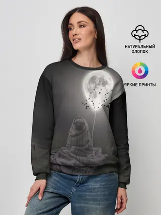 Женский свитшот / Мопс и луна