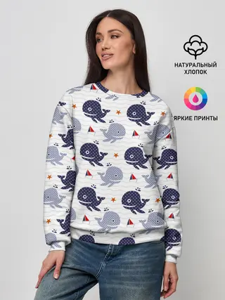 Женский свитшот / Киты и яхты