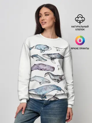 Женский свитшот / киты