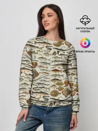 Женский свитшот / рыбный паттерн