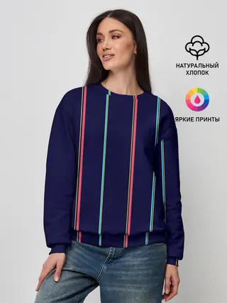 Женский свитшот / Синие и розовые полосы
