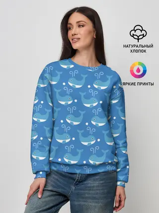Женский свитшот / Киты паттерн