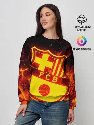 Женский свитшот / FC BARCELONA / FIRE / ОГОНЬ