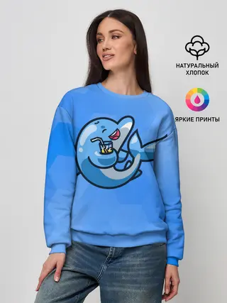 Женский свитшот / Дельфин с коктейлем
