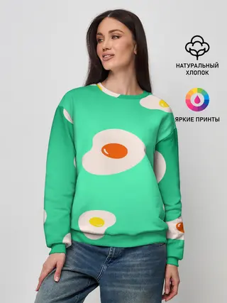 Женский свитшот / Яйца на Зеленом Фоне