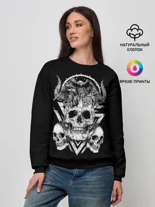 Женский свитшот / Черепа и Вороны | Skulls Raven