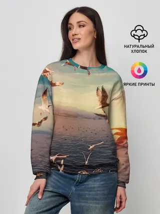 Женский свитшот / Чайки на воде