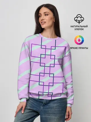 Женский свитшот / графический: клетка полоска