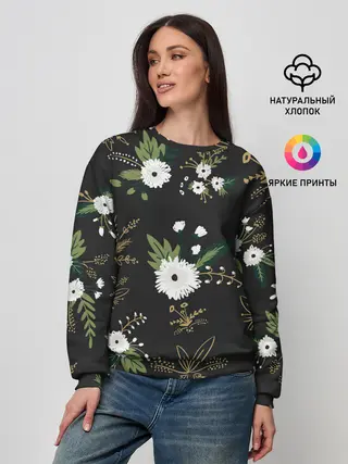 Женский свитшот / Белые хризантемы