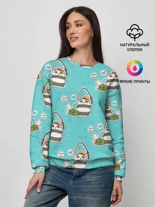 Женский свитшот / Панда на рыбалке