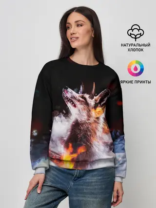 Женский свитшот / Лиса с рогами