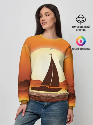 Женский свитшот / Кораблик на закате