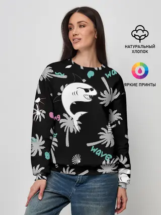 Женский свитшот / Акула и серфинг