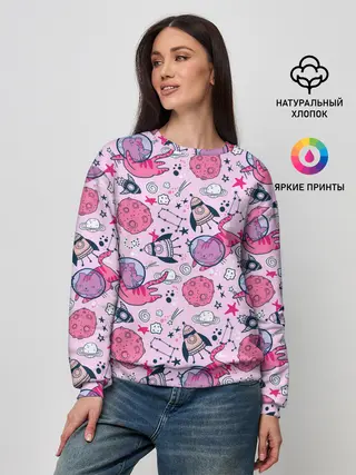 Женский свитшот / Кошки в космосе