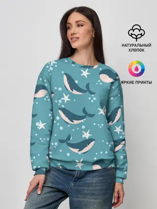 Женский свитшот / Киты