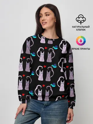 Женский свитшот / Фиолетовые котики