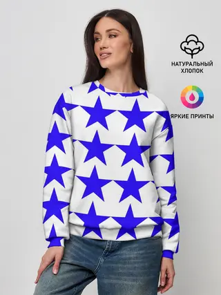 Женский свитшот / Синие звёзды на белом фоне