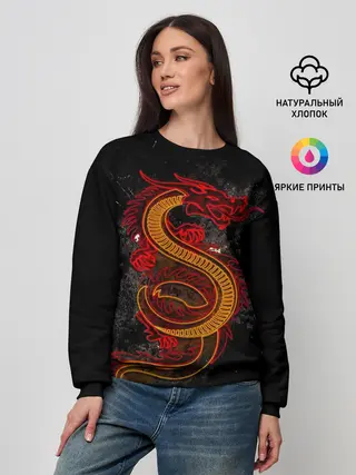 Женский свитшот / НЕОНОВЫЙ ДРАКОН, 3d