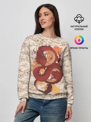 Женский свитшот / Китайский Дракон и Сакура