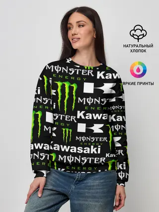 Женский свитшот / KAWASAKI X MONSTER ENERGY