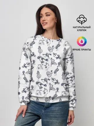 Женский свитшот / Скетч сказочные птицы
