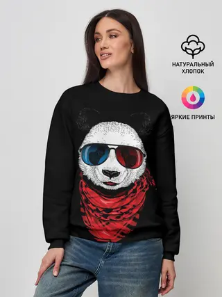 Женский свитшот / Панда Хипстер в Очках