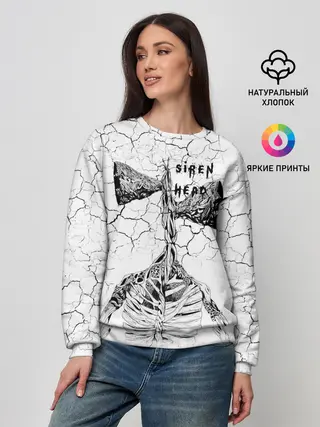 Женский свитшот / Сиреноголовый Трещины Надпись