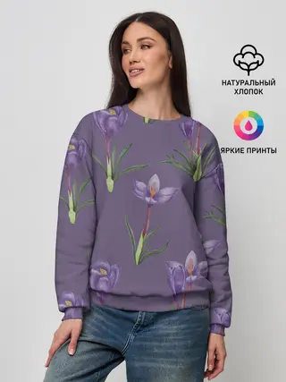 Женский свитшот / Цветы шафрана на фиолетовом