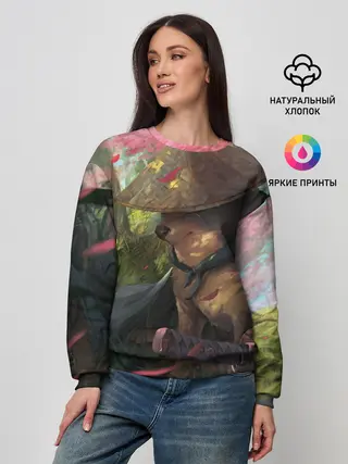 Женский свитшот / Собака Самурай плачет мем