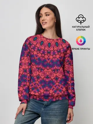 Женский свитшот / Круглый красный орнамент
