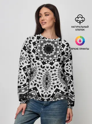 Женский свитшот / Черно-белый орнамент