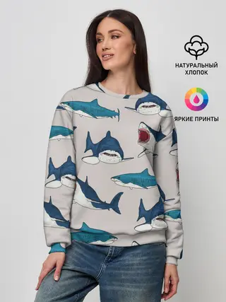Женский свитшот / Кровожадные акулы паттерн