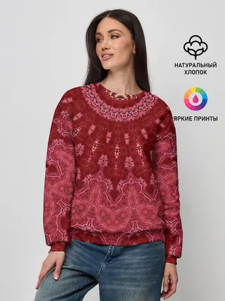 Женский свитшот / Красно-розовый калейдоскоп