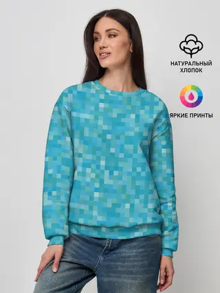Женский свитшот / Бирюзовая пиксель абстракция