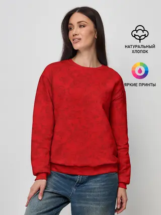 Женский свитшот / Ярко-красный мраморный узор