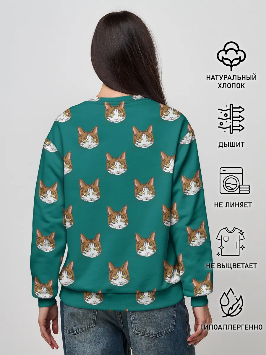 Женский свитшот / Рыжий кот паттерн