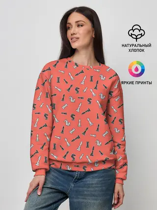 Женский свитшот / Шахматы паттерн