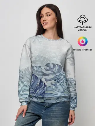 Женский свитшот / Синие листья