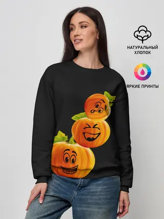Женский свитшот / Хэллоуин смешные тыквы