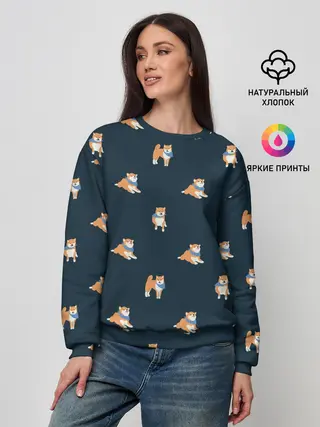 Женский свитшот / Шиба ину паттерн
