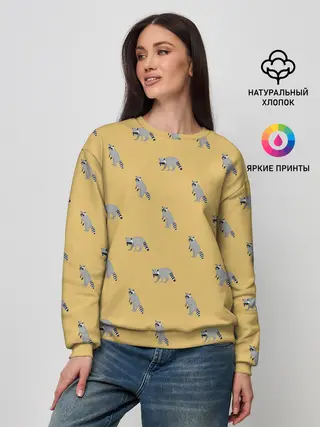 Женский свитшот / Еноты паттерн