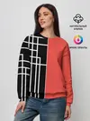 Женский свитшот / Черный и коралловый арт деко