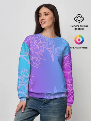 Женский свитшот / Цветочный Градиент