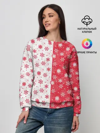 Женский свитшот / Снежинки - новогодние узоры