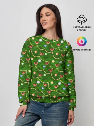 Женский свитшот / Новогодняя Ёлка с Игрушками