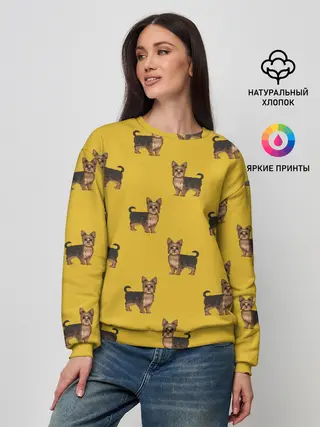 Женский свитшот / Йоркширский терьер паттерн