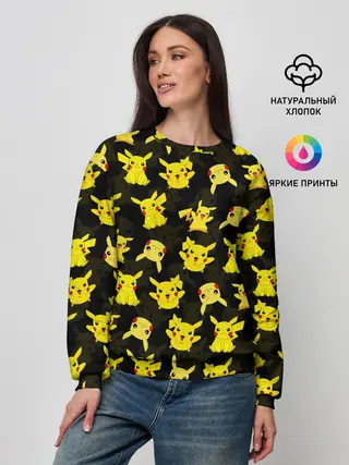 Женский свитшот / ПИКАЧУ ПАТТЕРН / PIKA PIKACHU /